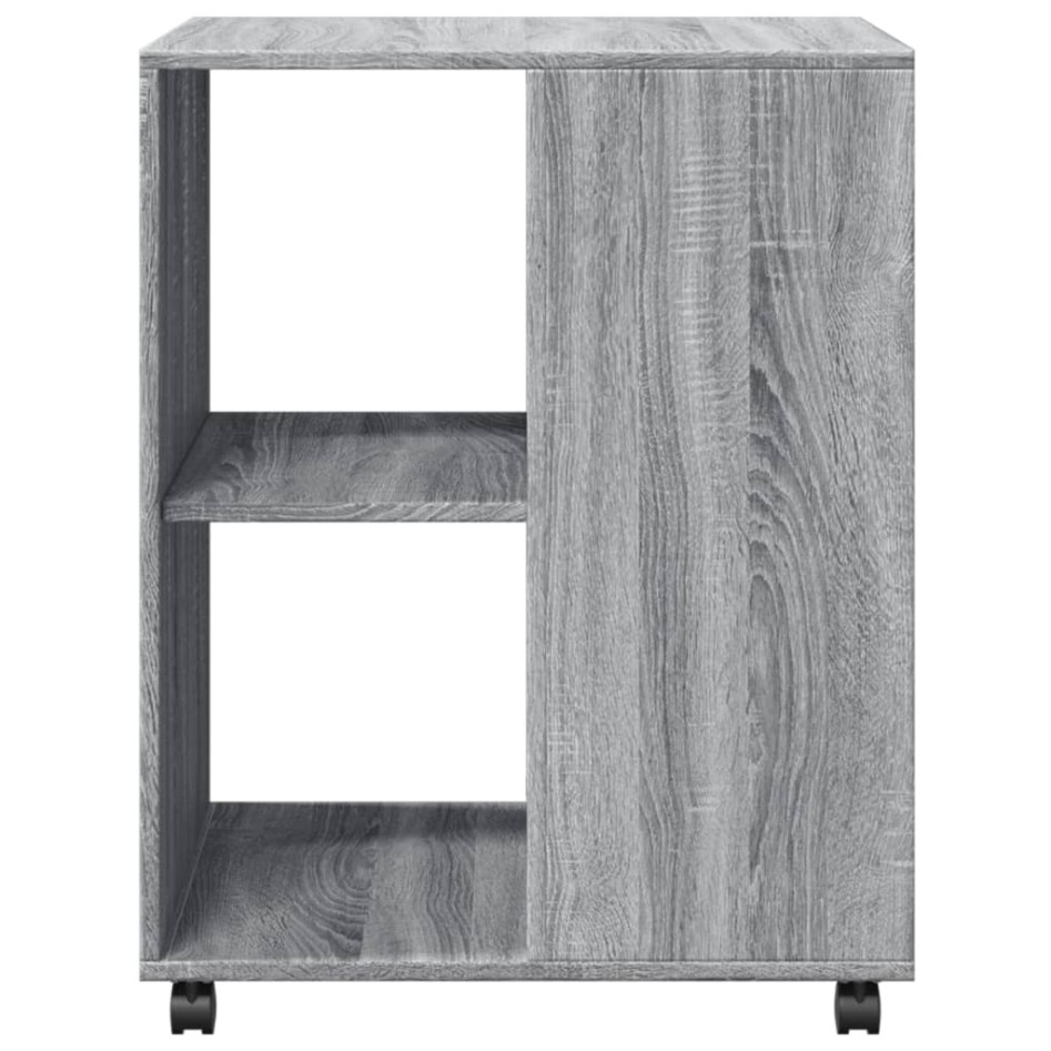 Mesa auxiliar ruedas madera ingeniería gris Sonoma 55x60x78