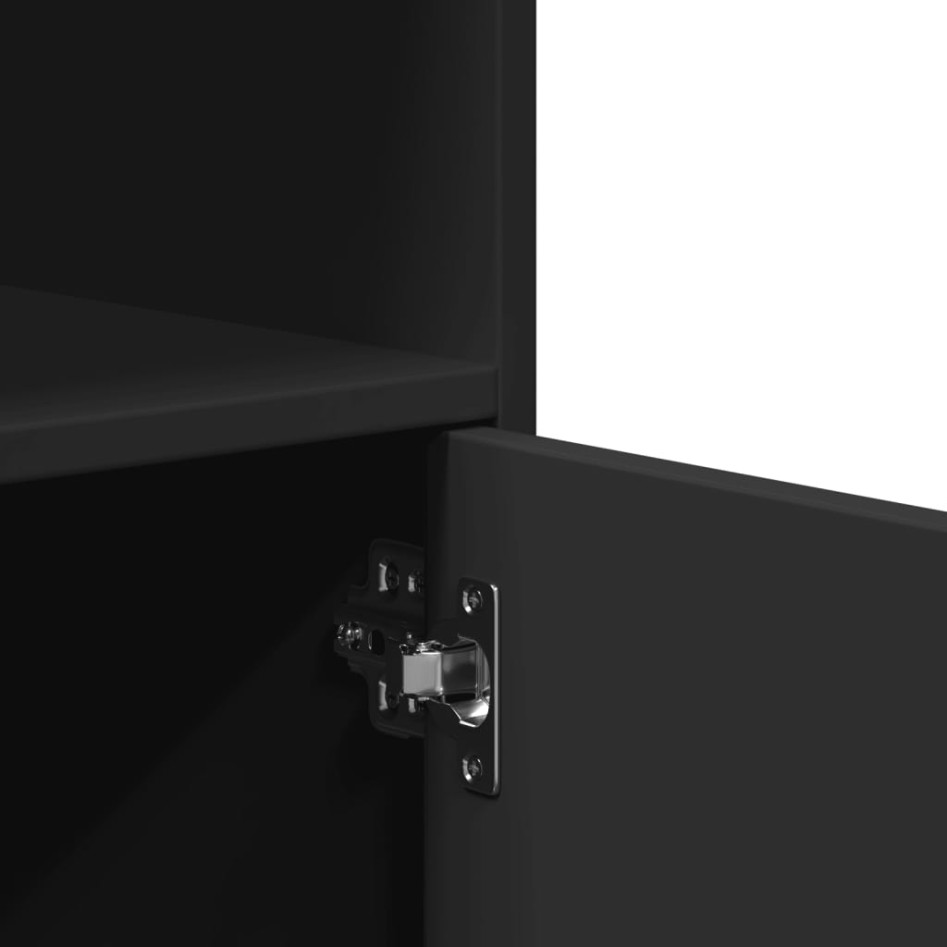 Armario con ruedas madera de ingeniería negro 55x40x91