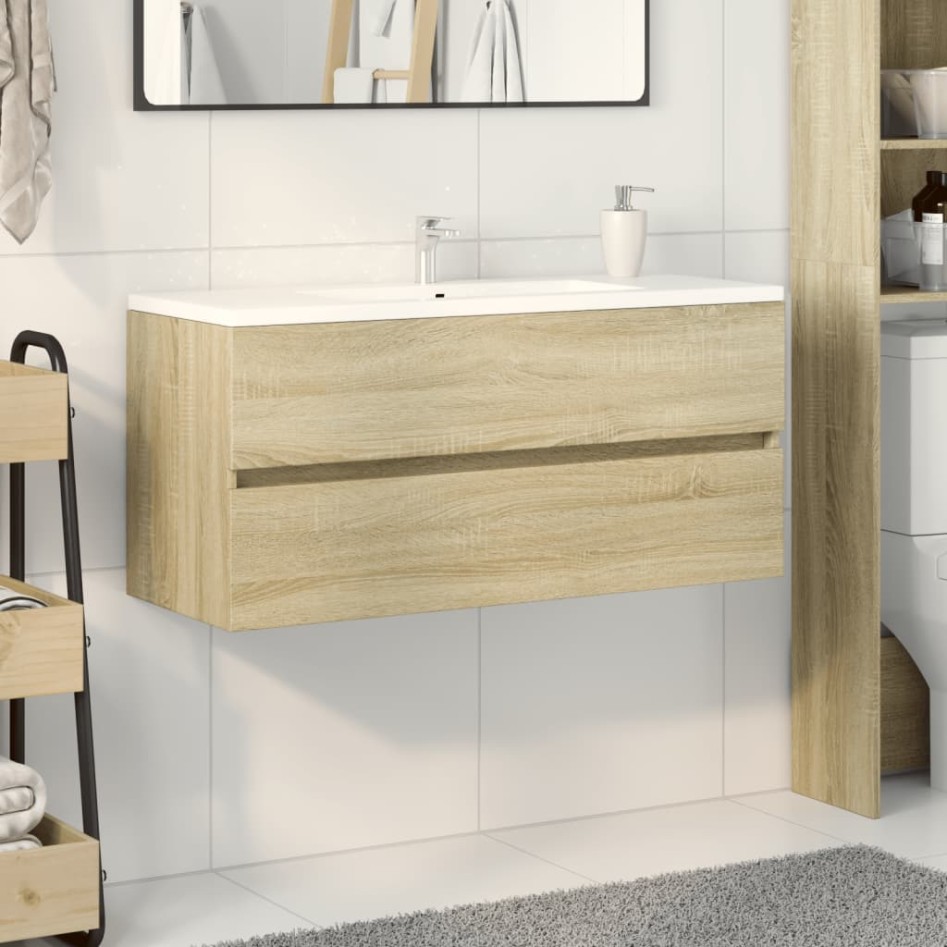 Mueble de lavabo de baño madera roble Sonoma 100x38,5x45