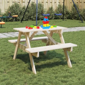 Mesa de picnic para 4 niños agujero para sombrilla madera