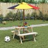 Mesa de picnic para 4 niños agujero para sombrilla madera