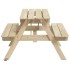 Mesa de picnic para 4 niños agujero para sombrilla madera