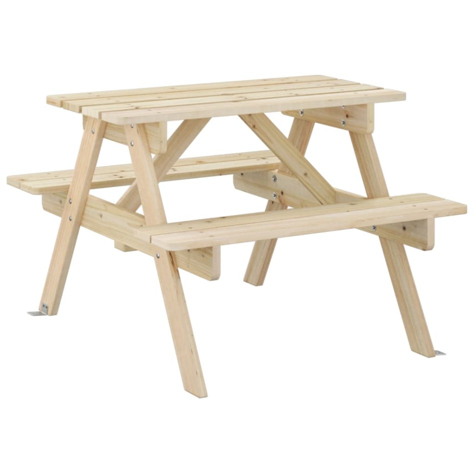 Mesa de picnic para 4 niños agujero para sombrilla madera