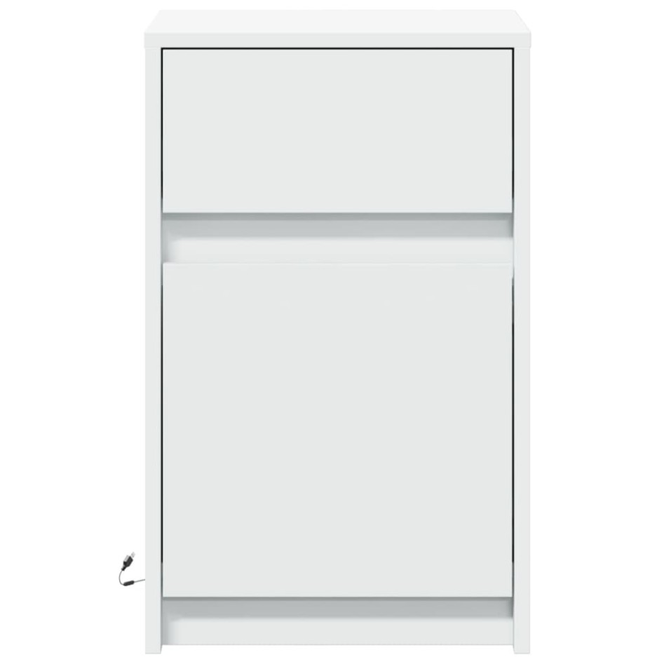 Mesitas de noche con luces LED 2 uds madera ingeniería