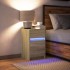 Mesita de noche con luces LED madera de ingeniería roble