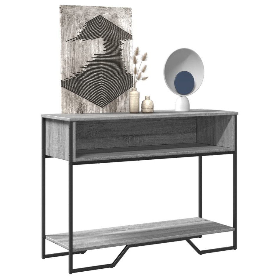 Mesa consola madera de ingeniería gris Sonoma 100x35x74,5