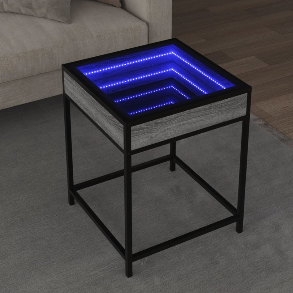 Mesa de centro con Infinity LED gris Sonoma 40x40x51