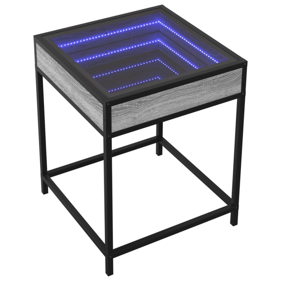 Mesa de centro con Infinity LED gris Sonoma 40x40x51