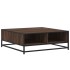 Mesa de centro madera ingeniería metal marrón roble 80x80x30