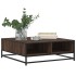 Mesa de centro madera ingeniería metal marrón roble 80x80x30