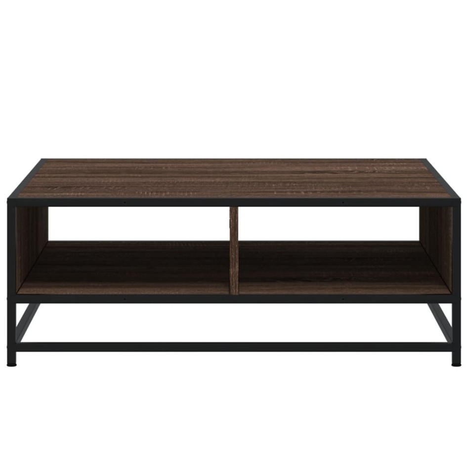 Mesa de centro madera ingeniería metal marrón roble 80x80x30