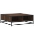 Mesa de centro madera ingeniería metal marrón roble 80x80x30