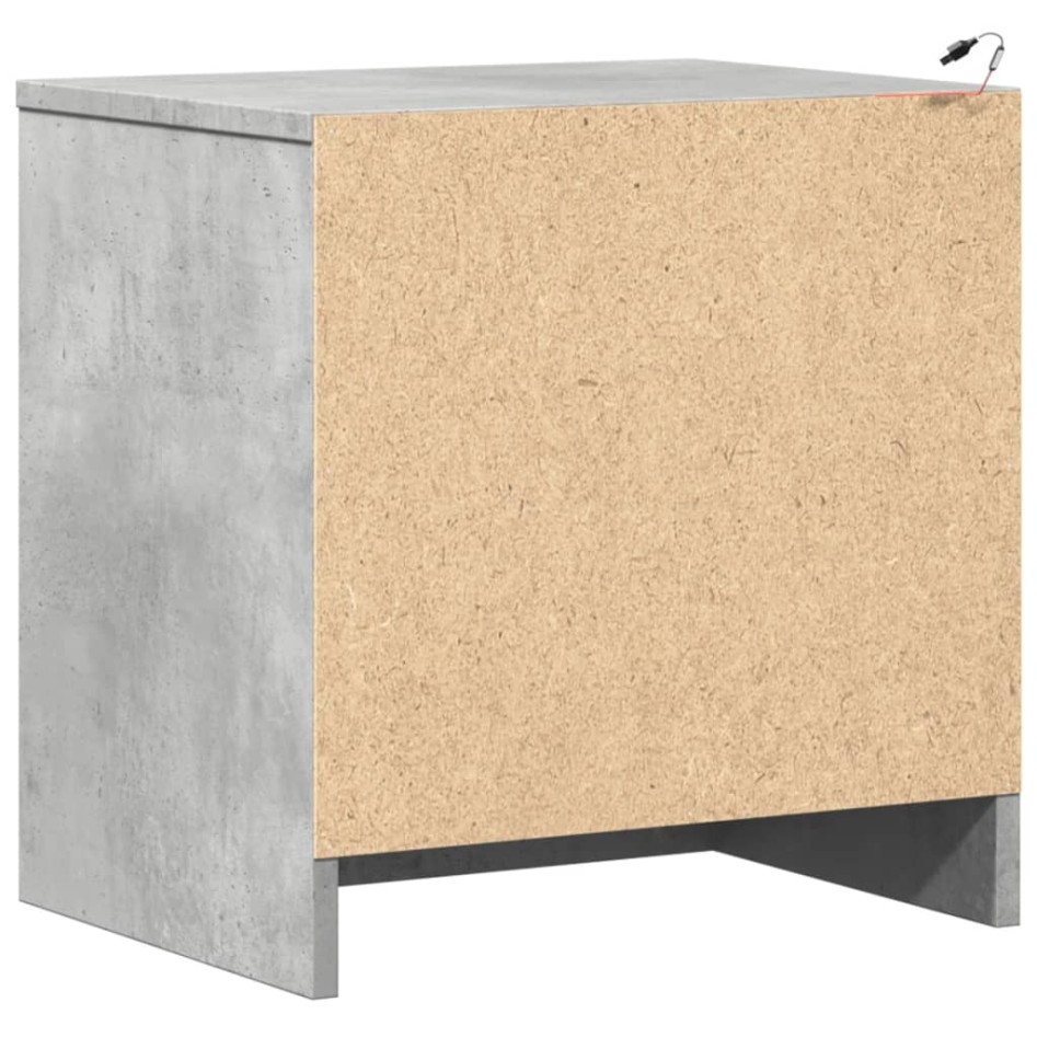 Mesita de noche luces LED 2 uds madera ingeniería gris