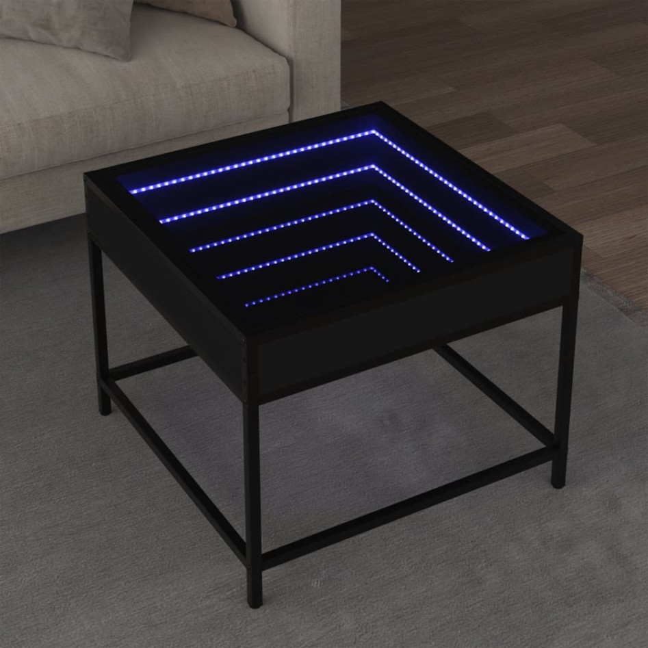 Mesa de centro con Infinity LED negro 50x50x41
