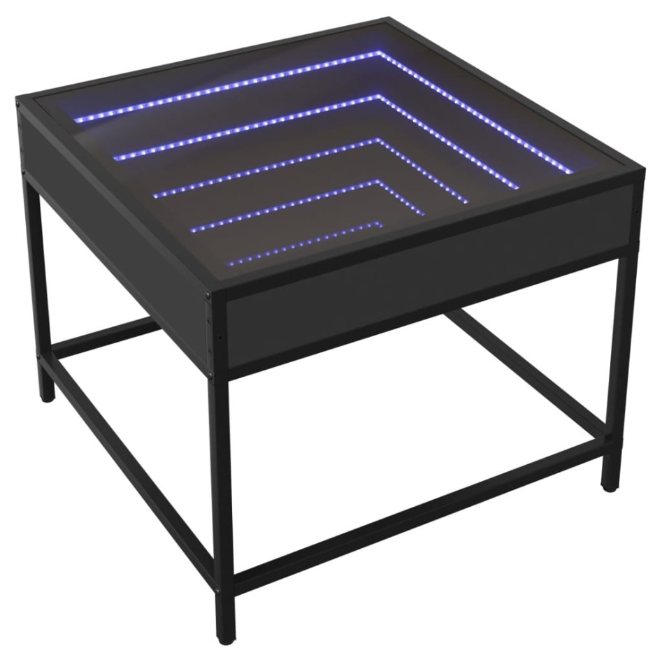 Mesa de centro con Infinity LED negro 50x50x41