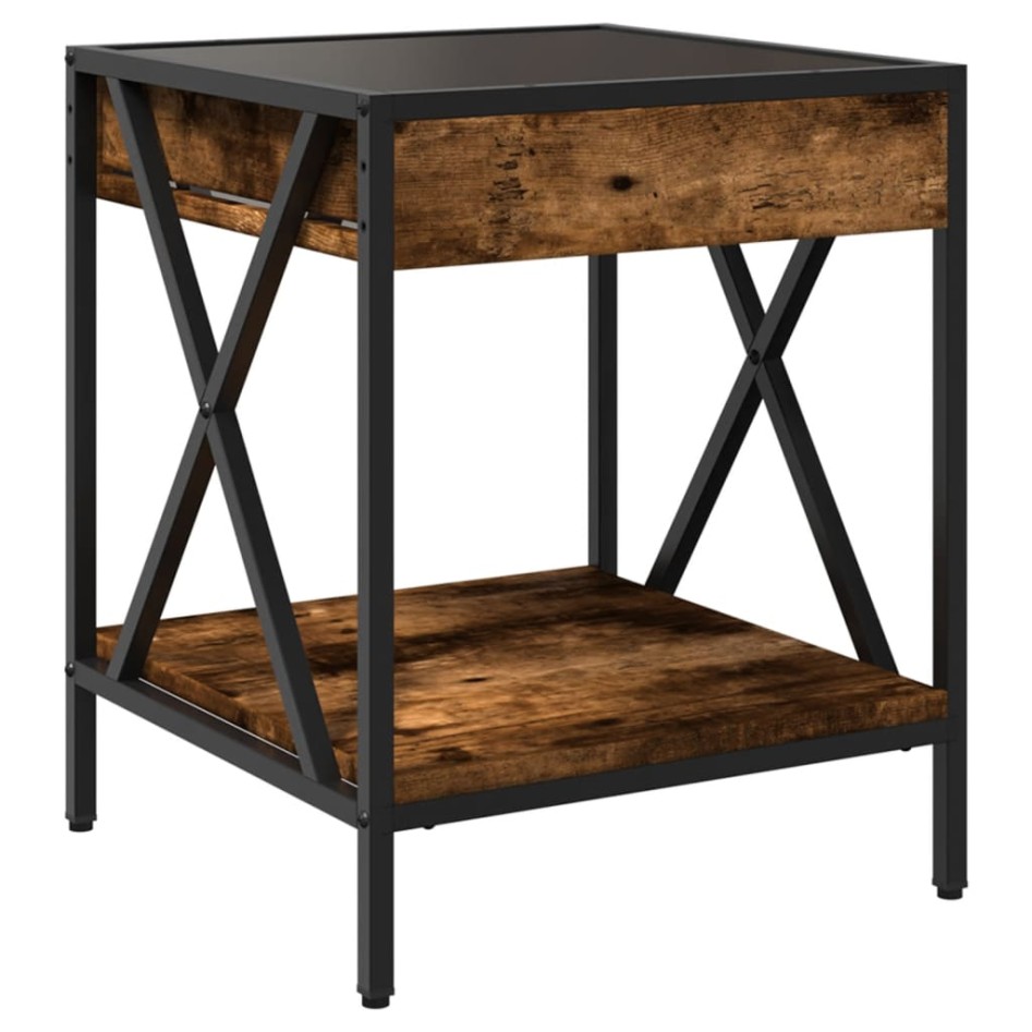 Mesa de centro con Infinity LED roble ahumado 40x40x49