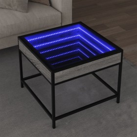 Mesa de centro con Infinity LED gris Sonoma 50x50x41