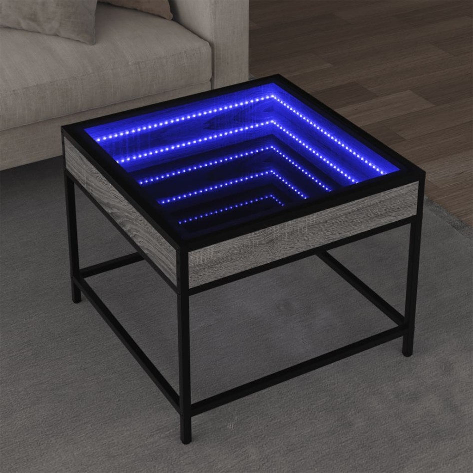 Mesa de centro con Infinity LED gris Sonoma 50x50x41