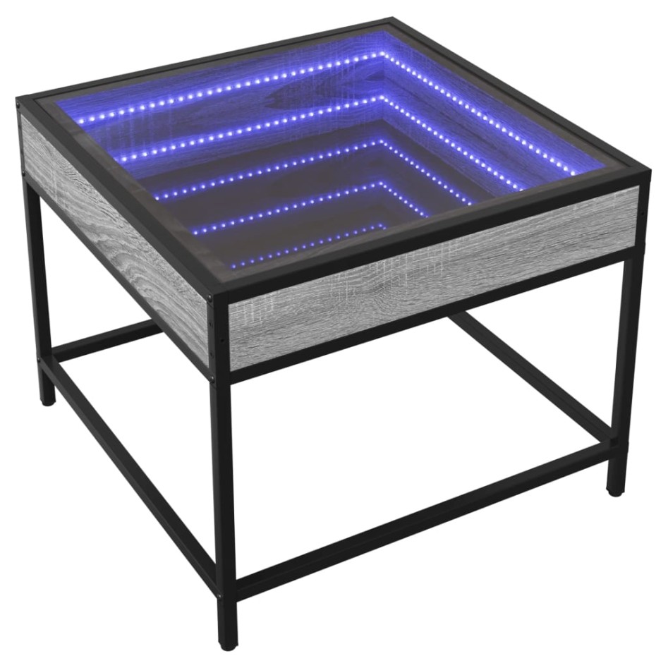 Mesa de centro con Infinity LED gris Sonoma 50x50x41