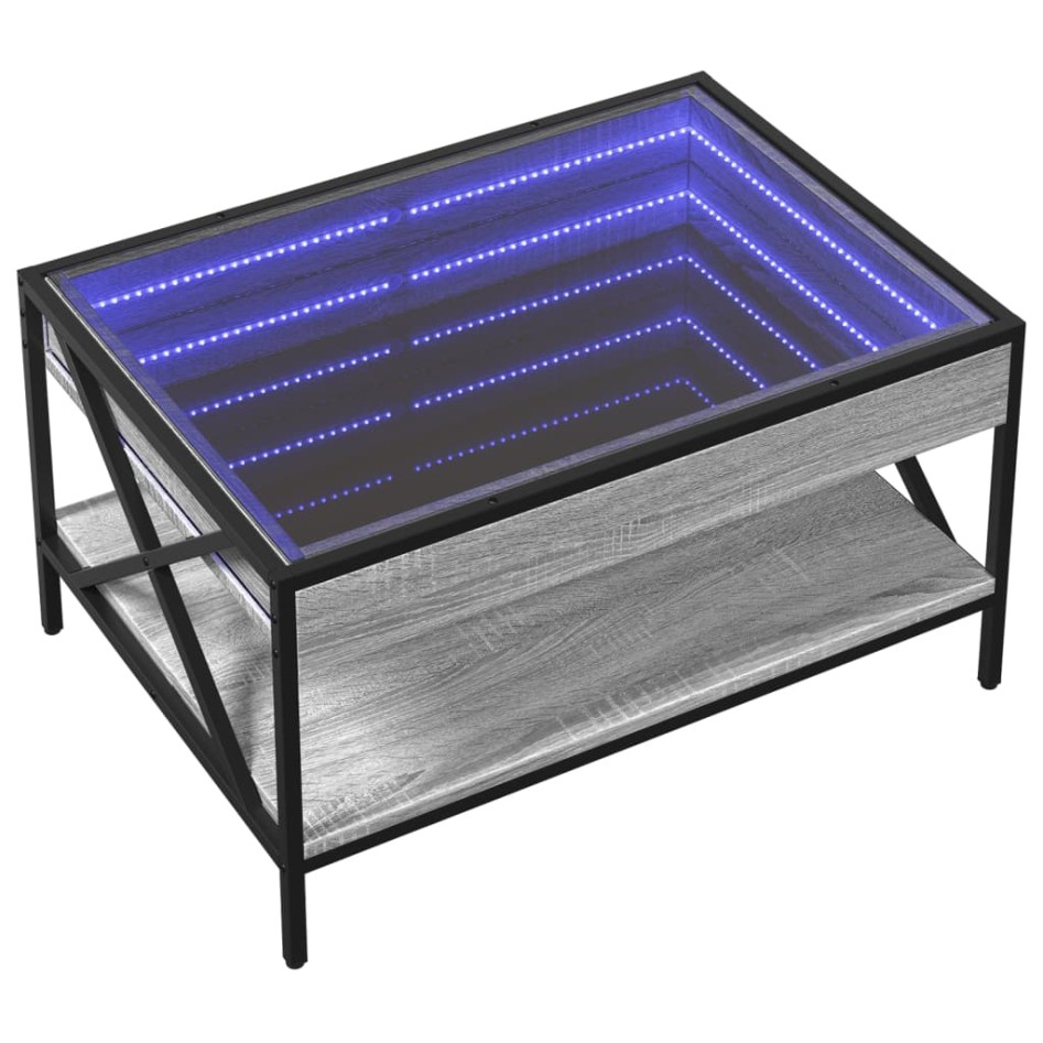 Mesa de centro con Infinity LED gris Sonoma 70x50x38