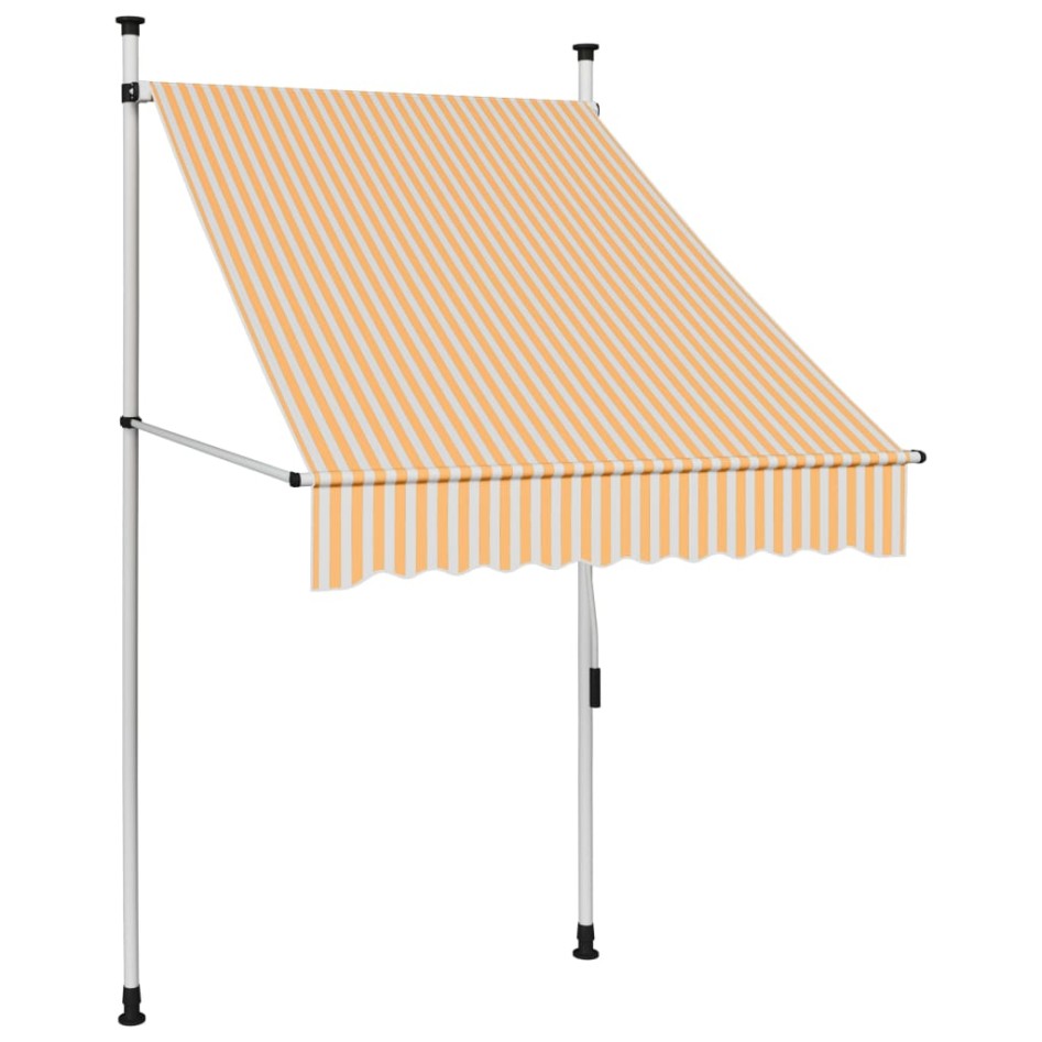 Toldo manual retráctil 100 cm naranja y blanco a