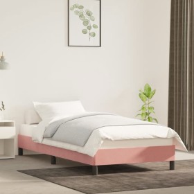 Estructura de cama sin colchón terciopelo rosa 90x190