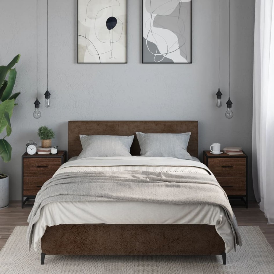 Mesitas noche 2 uds madera ingeniería marrón roble 40x31x50