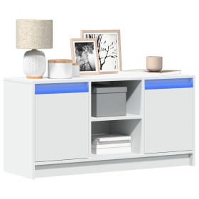 Mueble de TV con LED madera de ingeniería blanco 100x34x50