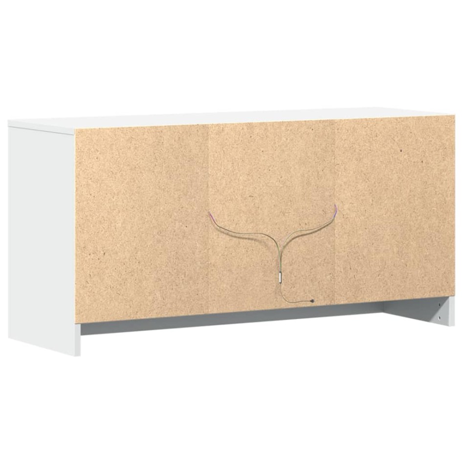 Mueble de TV con LED madera de ingeniería blanco 100x34x50