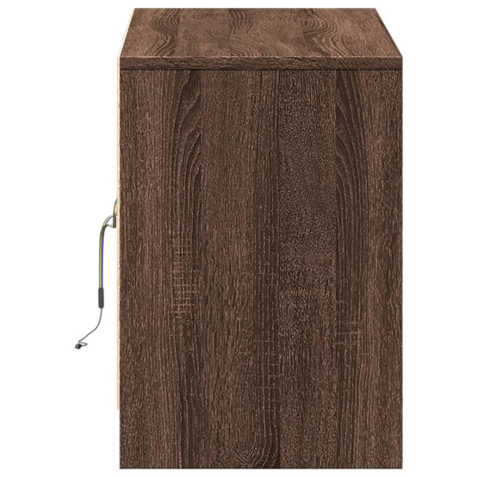 Mueble de TV LED madera ingeniería marrón roble 100x34x50