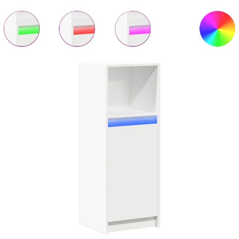 Aparador con luz LED madera de ingeniería blanco 38x34x100