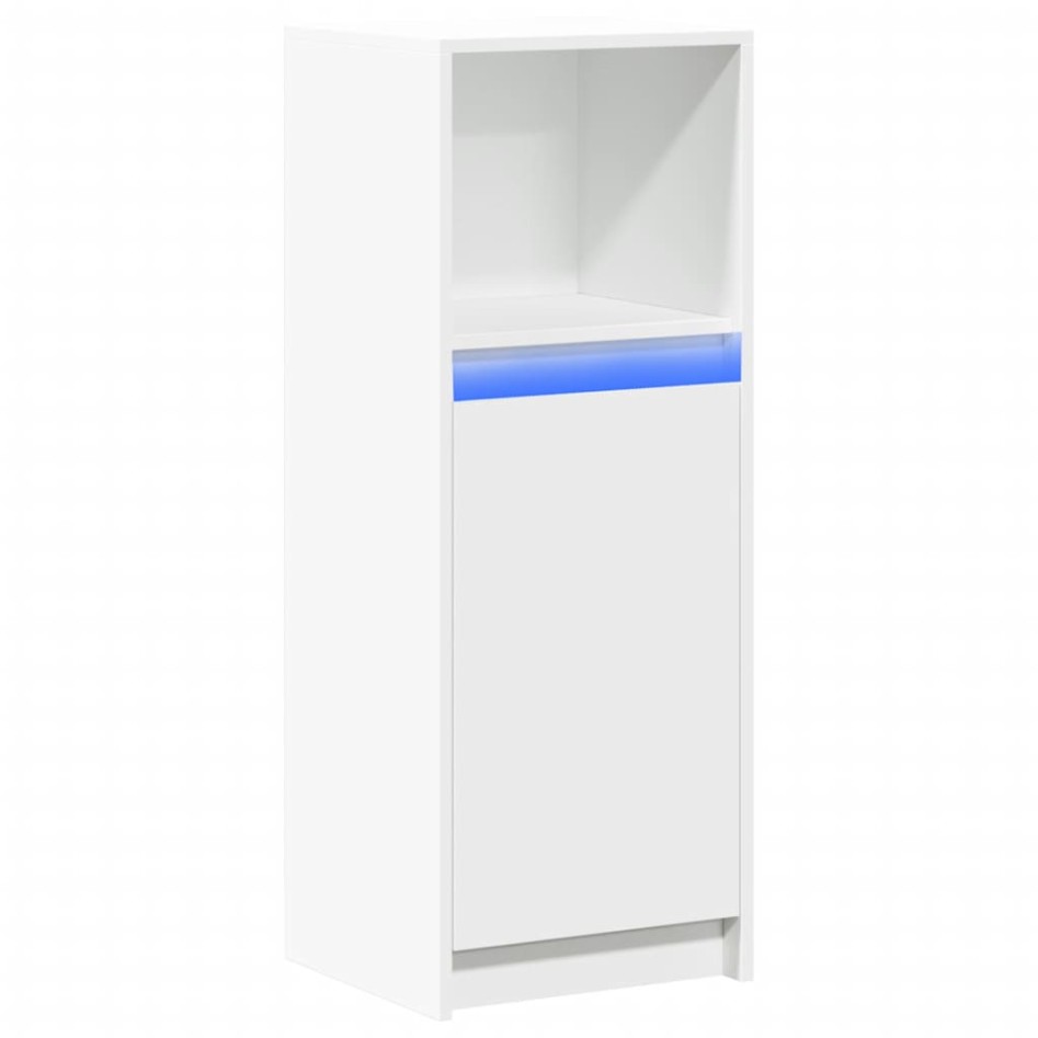 Aparador con luz LED madera de ingeniería blanco 38x34x100