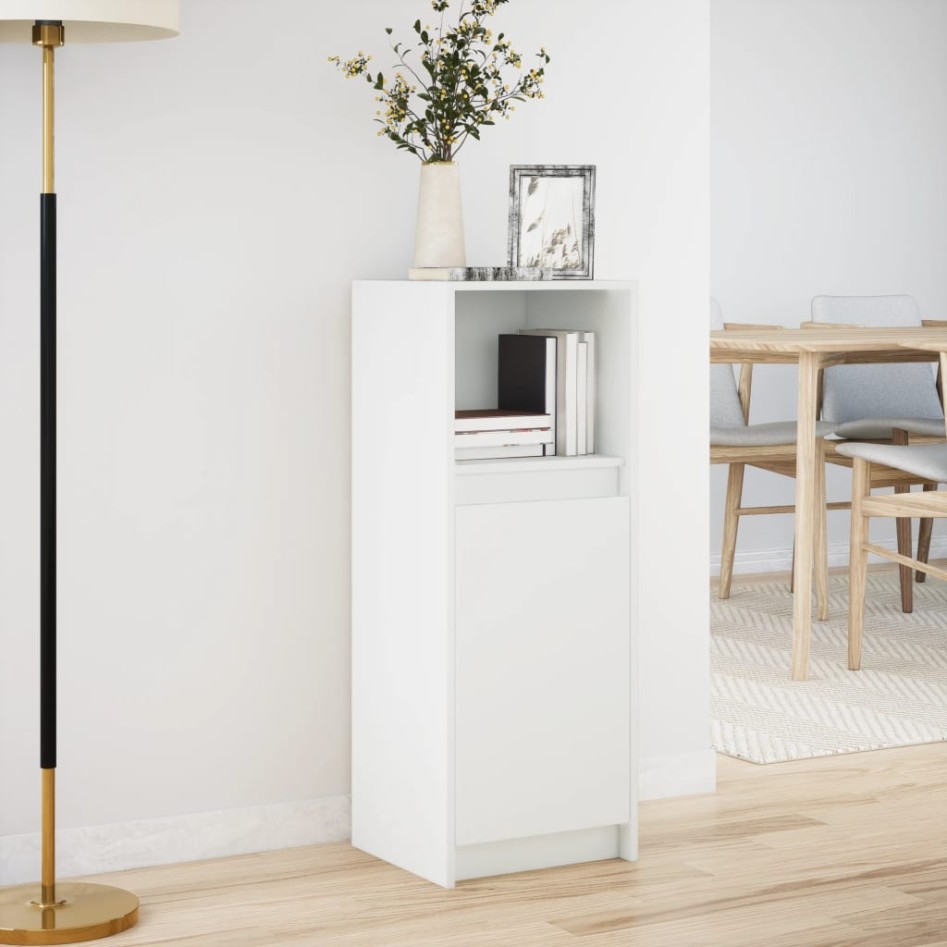 Aparador con luz LED madera de ingeniería blanco 38x34x100