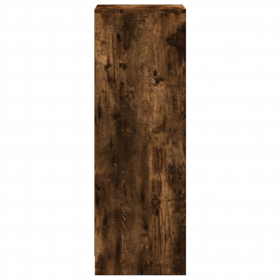 Aparador con LED madera ingeniería roble ahumado 38x34x100