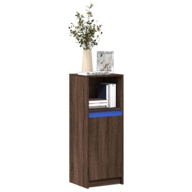 Aparador con LED madera ingeniería marrón roble 38x34x100