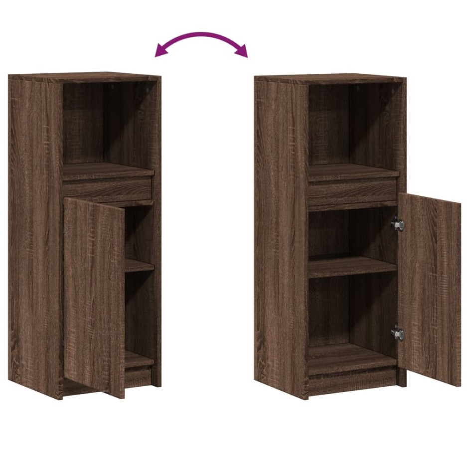 Aparador con LED madera ingeniería marrón roble 38x34x100