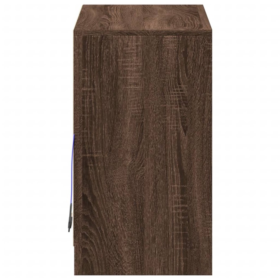 Aparador con LED madera ingeniería marrón roble 72x34x61