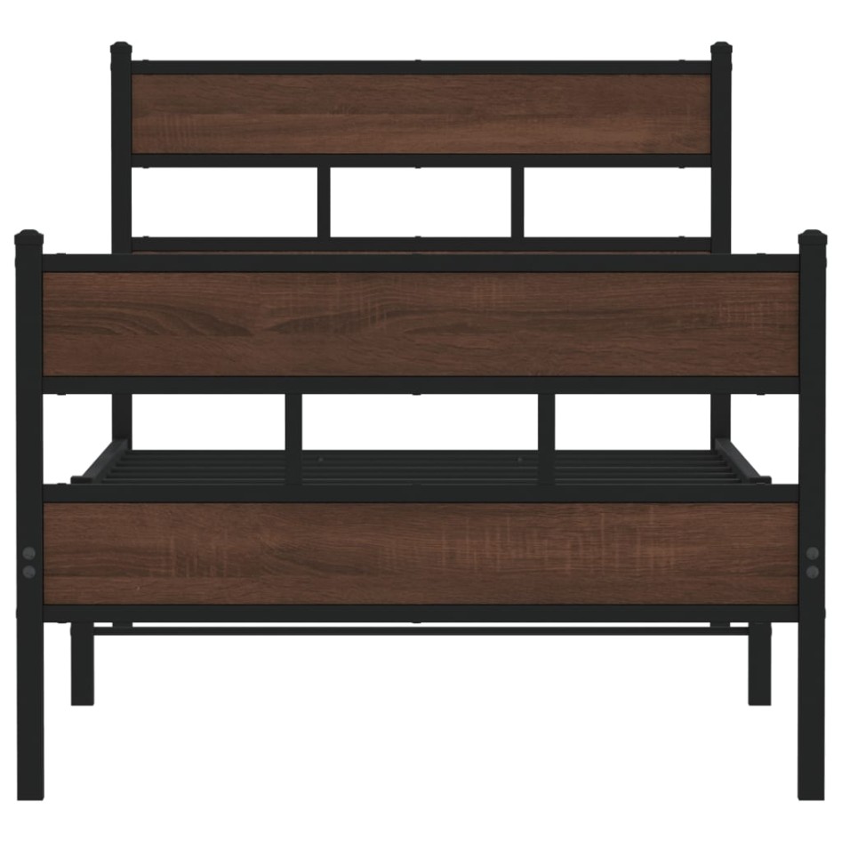 Estructura cama con cabecero y pie sin colchón marrón 90x190