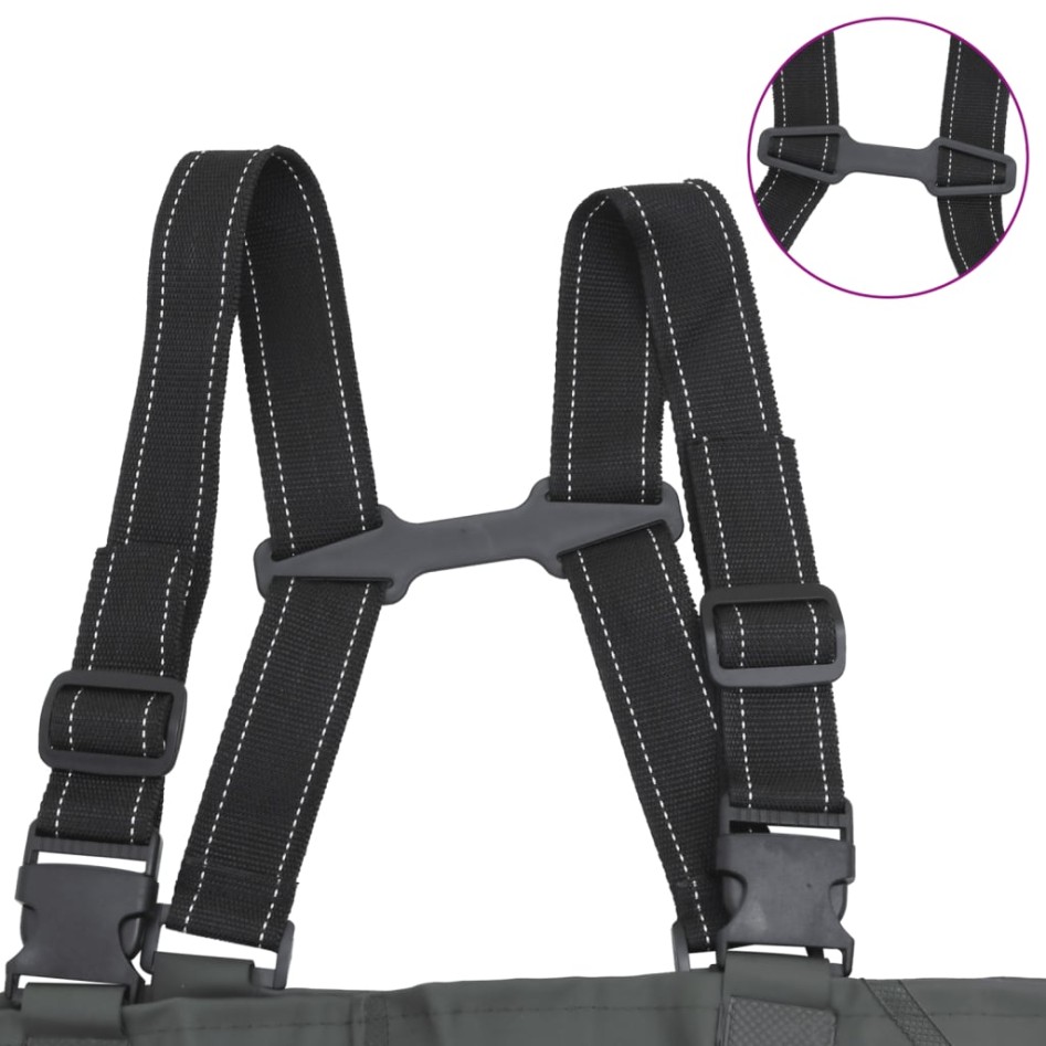 Vadeador de pecho con botas y cinturón verde oscuro talla