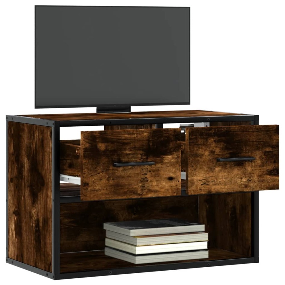 Mueble de TV madera y metal roble ahumado 60x31x39,5
