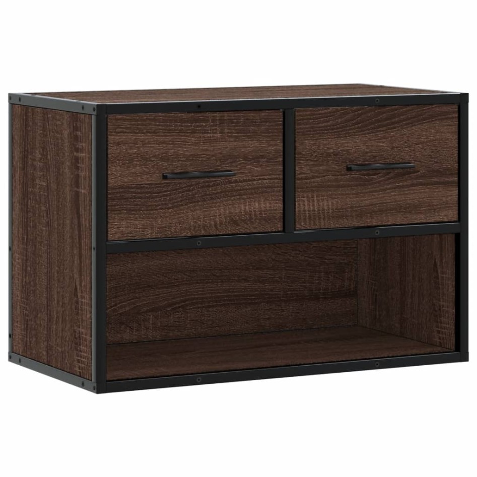Mueble TV madera ingeniería y metal marrón roble 60x31x39,5