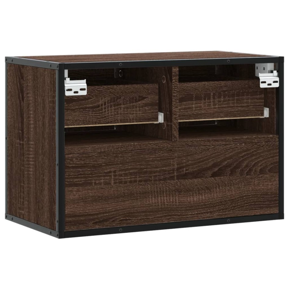 Mueble TV madera ingeniería y metal marrón roble 60x31x39,5