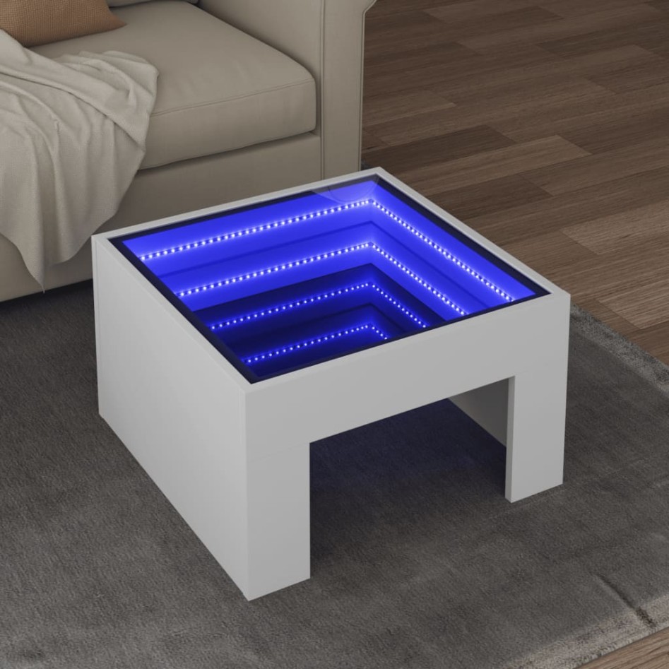 Mesa de centro con Infinity LED blanco 50x50x30