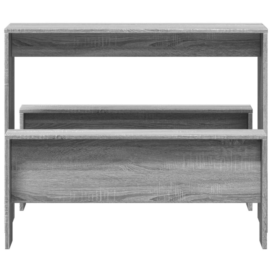Mesa y bancos de comedor 3 piezas madera ingeniería gris