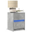 Mesita de noche luces LED 2 uds madera ingeniería gris hormigón