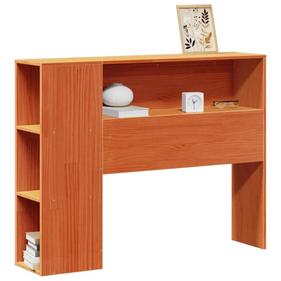 Cabecero de cama almacenaje madera maciza pino marrón 75