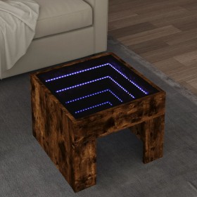 Mesa de centro con Infinity LED roble ahumado 40x40x30