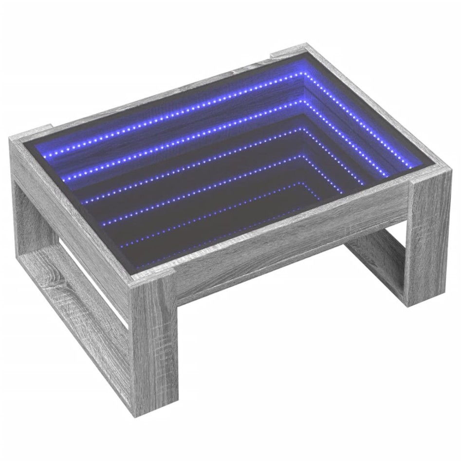 Mesa de centro con Infinity LED gris Sonoma 70x53x30