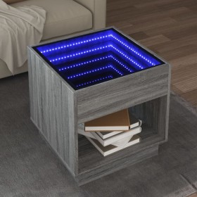 Mesa de centro con Infinity LED gris Sonoma 50x50x50