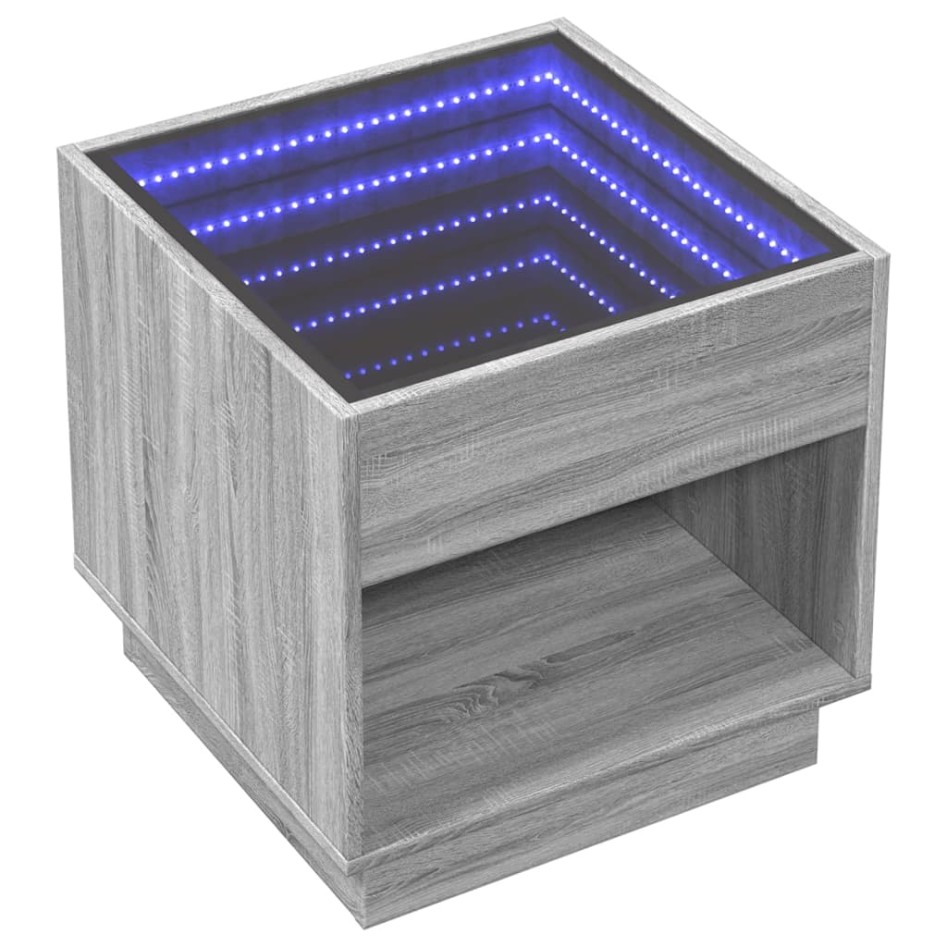 Mesa de centro con Infinity LED gris Sonoma 50x50x50